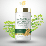 Carlyle Magnesium Glycinate with Ashwagandha | 2,740mg Complex | 120 Vegetarian Capsules | Potent Duo | Non-GMO and Gluten Free Supplement