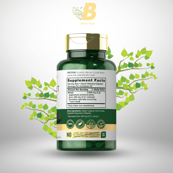 Carlyle Shilajit Capsules 2000mg – 90 Count | Non-GMO & Gluten Free | Himalayan Energy & Vitality Support - Image 3