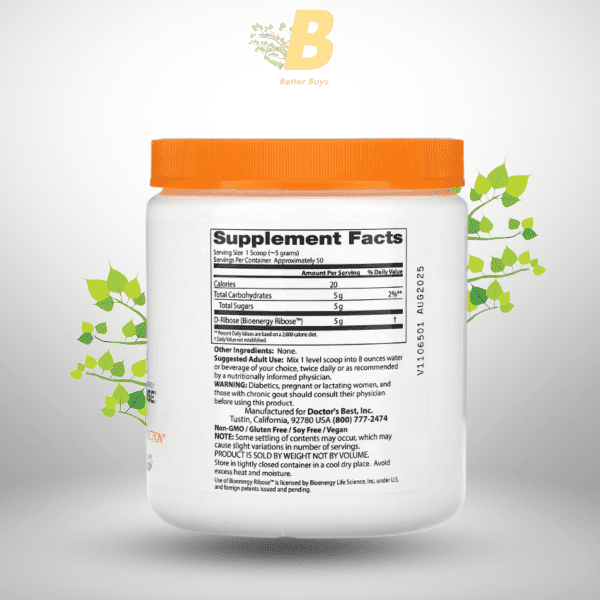 Doctor's Best, Pure D-Ribose Powder, 8.8 oz (250 g) - Image 3