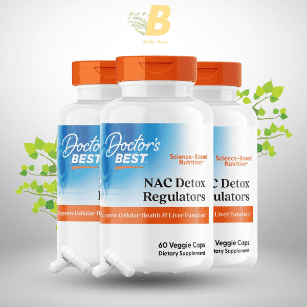 Doctors Best NAC Detox Regulators, Supports Cellular Health & Liver Function, Non-GMO, Gluten Free, Soy Free, Vegetarian 60 Veggie Caps - Image 2