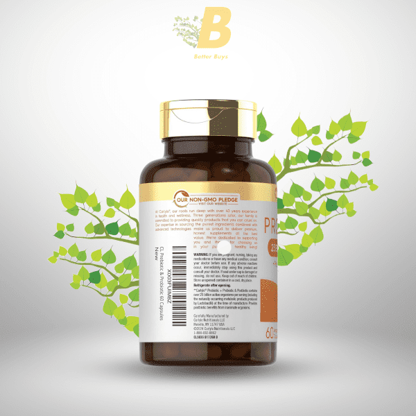 Carlyle Prebiotic, Probiotic & Postbiotic 50 Billion CFU – 60 Capsules | GMO-Free | Digestive & Immune Health - Image 4
