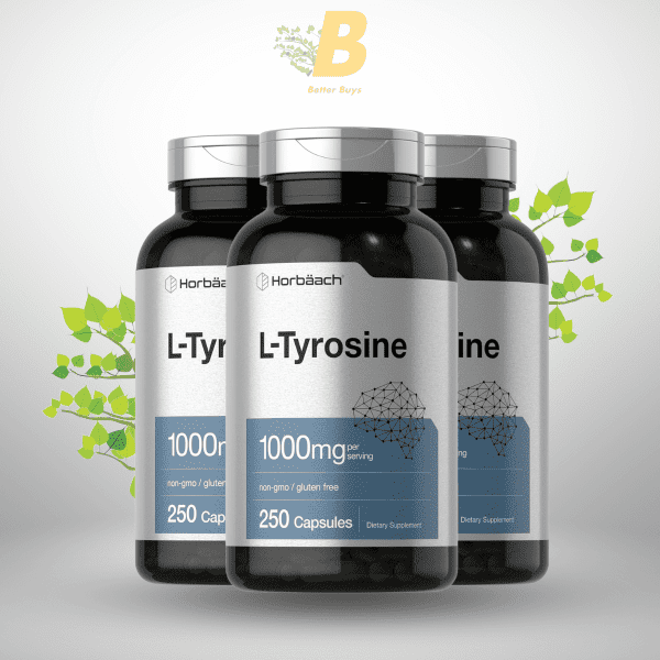 Horbaach L-Tyrosine Supplement | 1000mg | 250 Capsules | Non-GMO and Gluten Free Formula - Image 2