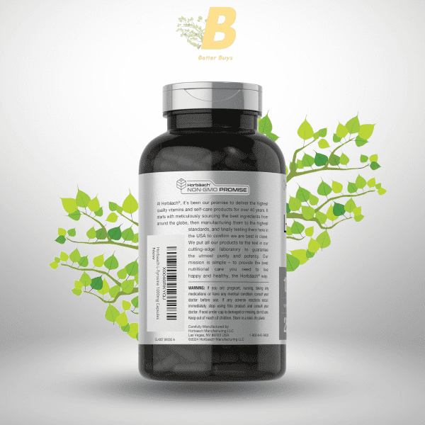 Horbaach L-Tyrosine Supplement | 1000mg | 250 Capsules | Non-GMO and Gluten Free Formula - Image 4