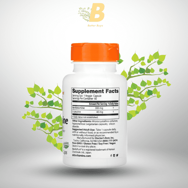 Doctor's Best, Benfotiamine 300 with BenfoPure, 300 mg, 60 Veggie Caps - Image 3