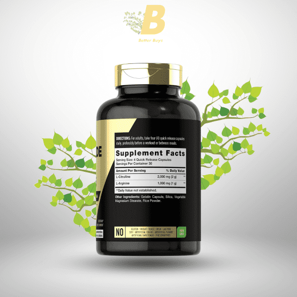 Carlyle Nitric Oxide Supplement 3000mg – 120 Capsules | Pre-Workout with L-Arginine & L-Citrulline | Non-GMO & Gluten Free - Image 3