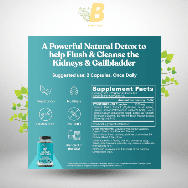 Chanca Piedra Stone Breaker EU Natural Dissolver, Kidney Cleanse & Gallbladder Supplement - Image 3