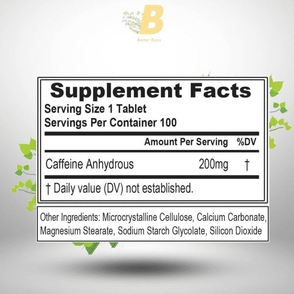 Evlution Nutrition Caffeine - Energy, Focus, & Endurance Support - 200mg of Caffeine Per Serving - Ultra Pure & Potent - Maximize Work, Training & More - Dietary Supplement - 100 Servings -100 Tablets - Image 3