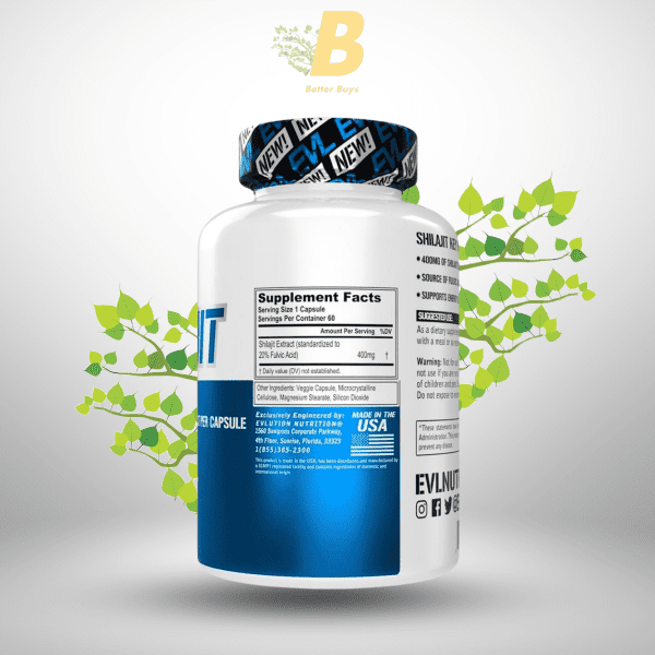 Evlution Nutrition Shilajit 400mg 60 Veggie Capsules - Image 3