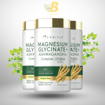 Carlyle Magnesium Glycinate with Ashwagandha | 2,740mg Complex | 120 Vegetarian Capsules | Potent Duo | Non-GMO and Gluten Free Supplement - Image 2