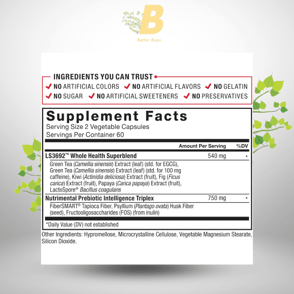 Force Factor ProbioSlim + Prebiotic Fiber Weight Loss Supplement – Probiotic and Prebiotic Digestive Health Support with  Extract and PsylliuGreen Team Husk Fiber – 120 Capsules – For Men and Women - Image 3