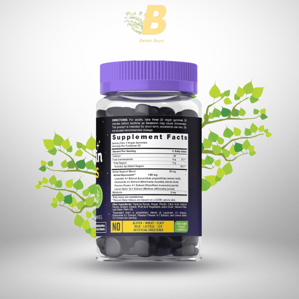 Carlyle Melatonin 3mg Gummies – 75 Count | With Chamomile & Lavender | Vegan, Non-GMO, Gluten-Free Sleep Support - Image 3