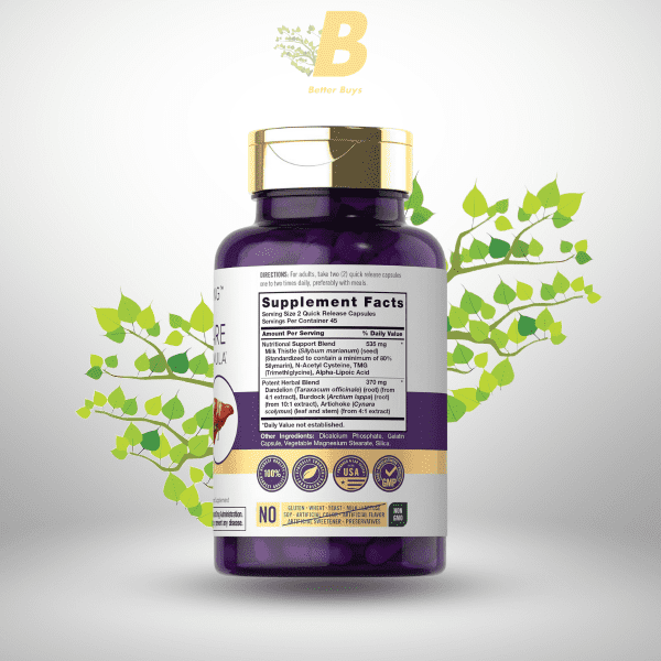 Carlyle Liver Support Complex | 180 Capsules | Herbal Liver Detox Supplement - Image 3