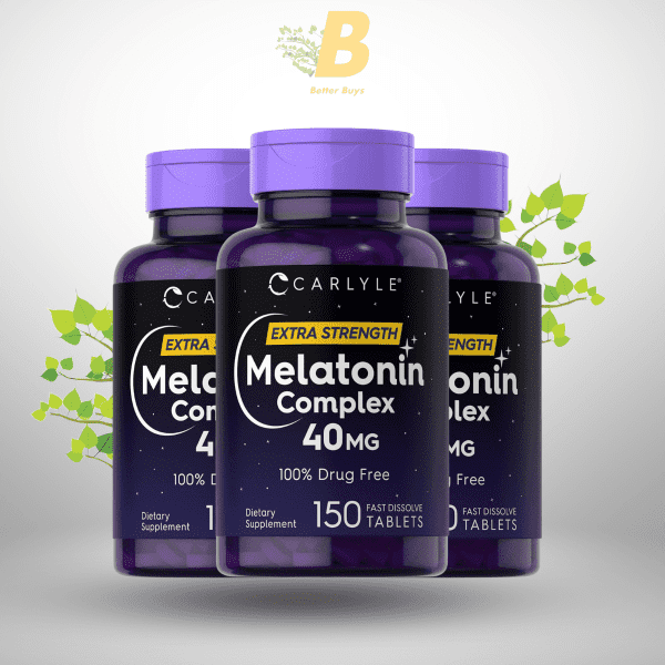 Carlyle Melatonin 40mg Complex – 150 Tablets | Extra Strength with Ashwagandha, Chamomile | Sleep & Stress Support - Image 2