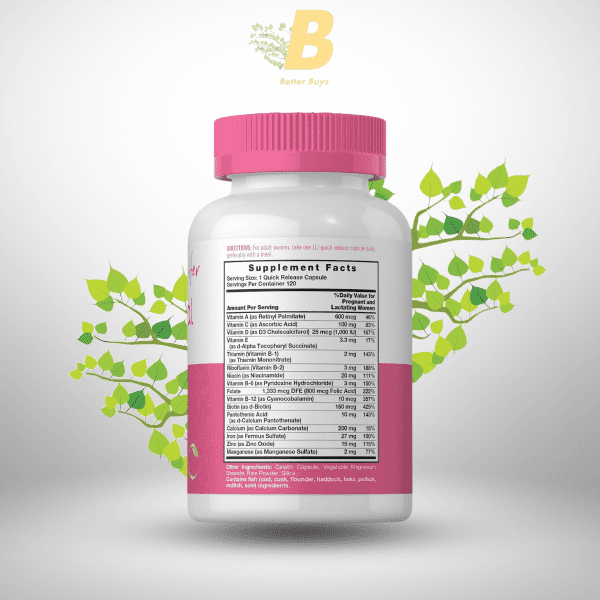 Carlyle Prenatal Multivitamin for Women | Multivitamin & Mineral Formula | 120 Capsules | Non-GMO Pregnancy Support - Image 3