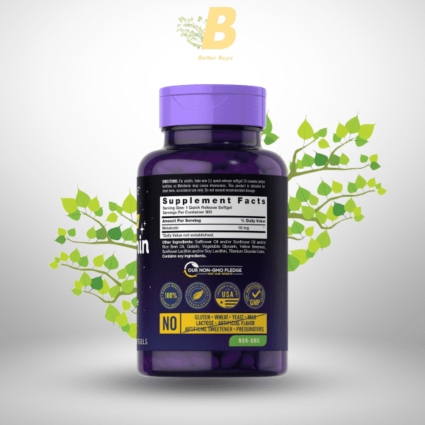 Carlyle Melatonin 10mg | 300 Fast Dissolve Tablets | Natural Berry Flavor | Non-GMO & Vegetarian | Sleep Support - Image 3