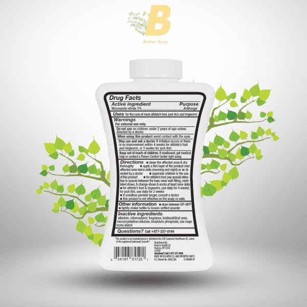 Miconazorb Antifungal Powder, Talc-Free, Miconazole Nitrate 2%, For Treatment Of Athlete's Foot, Jock Itch And Ringworm, 2.5oz (71g) - Image 3