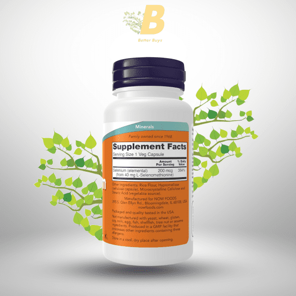 NOW Foods Selenium 200 mcg, Original NOW Foods Selenium BD, NOW Foods Selenium price in BD, Selenium supplement Bangladesh, Thyroid and immune support supplement BD