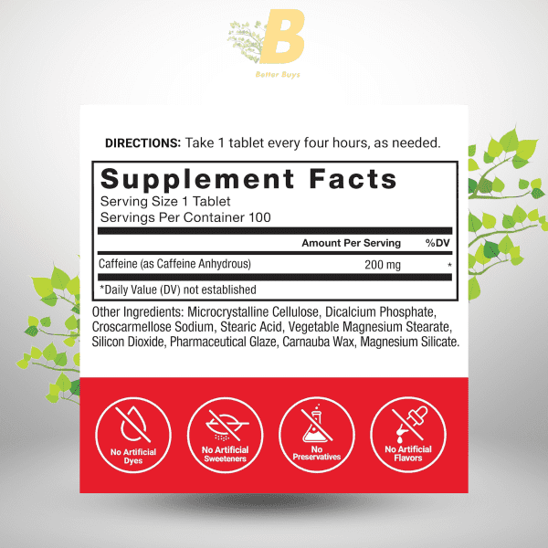 Force Factor Caffeine Pills 200mg, Caffeine Tablets to Boost Energy, Focus, Strength, and Performance 100 Tablets - Image 3