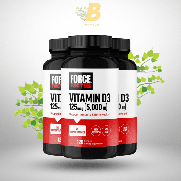 FORCE FACTOR Vitamin D3 5000 IU Softgels, High-Potency Vitamin D Supplement to Support Immunity and Bone Health 120 Softgels - Image 2