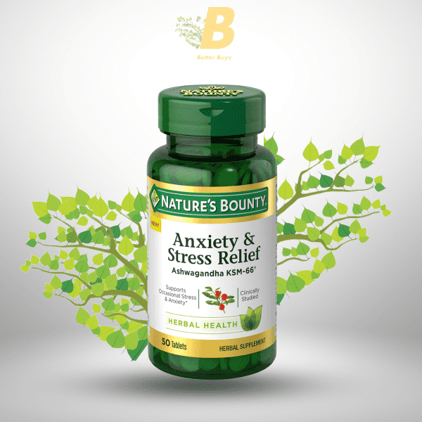 Nature's Bounty Stress Relief, Ashwagandha KSM-66, Supports Occasional Stress Relief, Dietary Supplement, 90 or 50Tablets, - Image 4