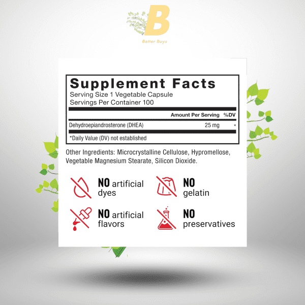 FORCE FACTOR DHEA 25mg, DHEA for Women and Men to Support Hormone Balance and Healthy Mood,  100 Vegetable Capsules - Image 3