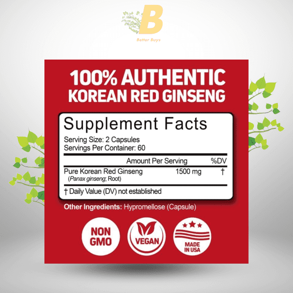 Herbtonics Korean Red Panax Ginseng 1500mg: The Ultimate Energy & Focus Supplement for Peak Performance - Image 5