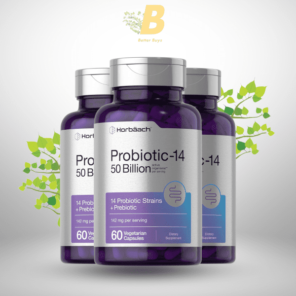 Horbaach Probiotics for Women and Men | 60 Capsules | 14 Probiotic Strains with Prebiotics - Image 2
