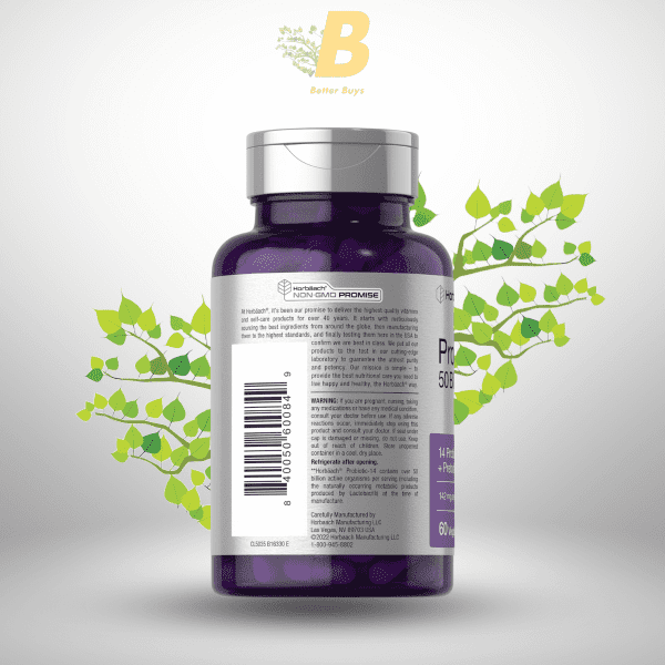 Horbaach Probiotics for Women and Men | 60 Capsules | 14 Probiotic Strains with Prebiotics - Image 4