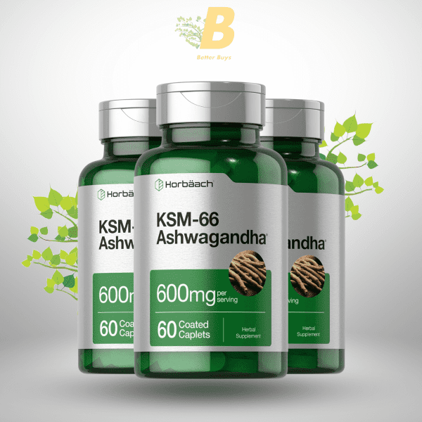 Horbaach KSM-66 Ashwagandha 600mg | with L-Theanine  60 Coated Caplets  Vegan, Non-GMO, Gluten Free Complex Supplement - Image 2