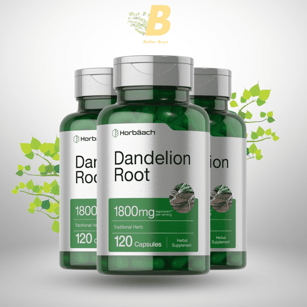 Horbäach Dandelion Root Supplement 1800mg  120 Capsules - Image 2