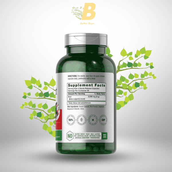 Horbäach Beet Root Powder Capsules | 220 Pills | Herbal Extract | Non-GMO, Gluten Free Supplement - Image 3