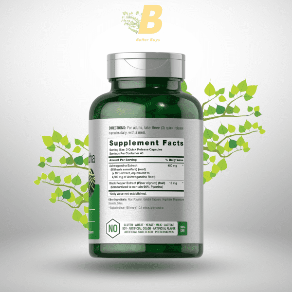 Horbäach Ashwagandha Supplement  Max Strength for Women and Men | Non-GMO, Gluten Free - Image 3