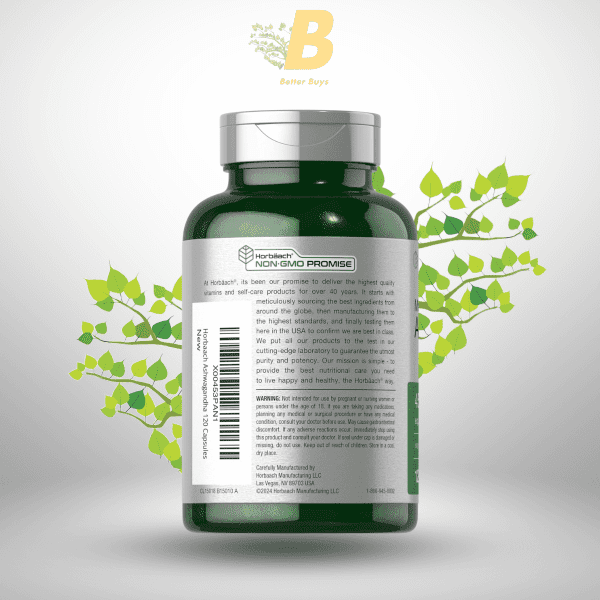 Horbäach Ashwagandha Supplement  Max Strength for Women and Men | Non-GMO, Gluten Free - Image 4