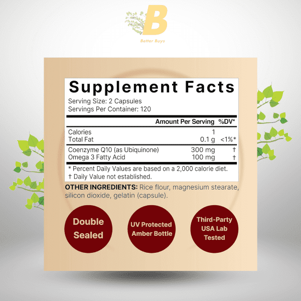 Naturebell CoQ10 300mg with Omega-3, 240 Capsules | Heart Health & Energy Support - Image 3