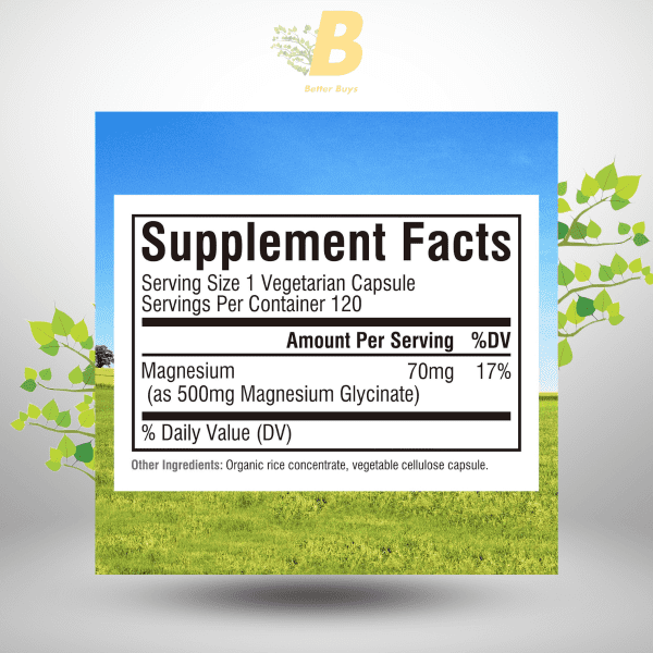 Innate Vitality Magnesium Glycinate 500mg  Supplement for Nerve, Muscle & Bone Health - Image 3