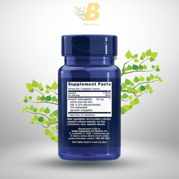 Life Extension Optimized Ashwagandha Stress Relief Supplement Best for Focus, Memory & Mood Support - Image 3