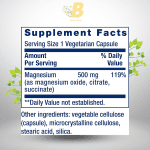 Life Extension Magnesium Caps, 500 mg, Magnesium Oxide, Magnesium Citrate, Magnesium Succinate, Heart Health, Healthy Bones, Metabolism Support, 100 Vegetarian Capsules - Image 4