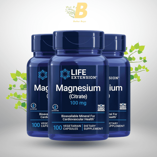 Life Extension Magnesium Citrate 100 mg Vegetarian Capsules, Blue, 100 Count - Image 2