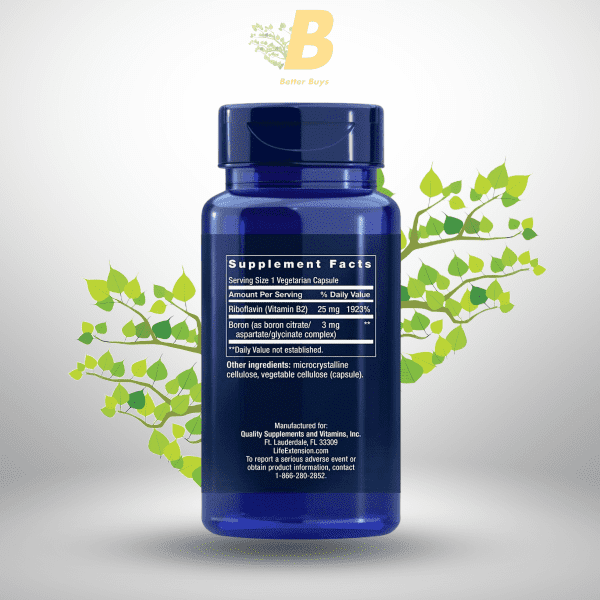 Life Extension Boron 3 mg with Riboflavin (Vitamin B2) – Bone Health & Immune Support - Image 3