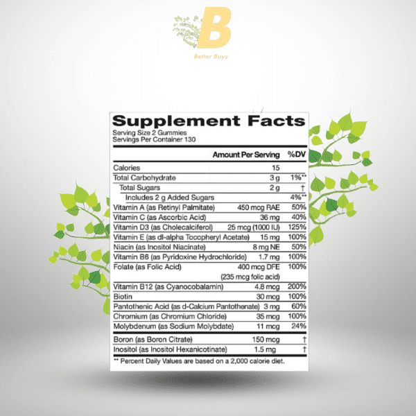 Member’s Mark Adult Multivitamin Gummies – 260 Count with 12 Essential Vitamins & Minerals - Image 4