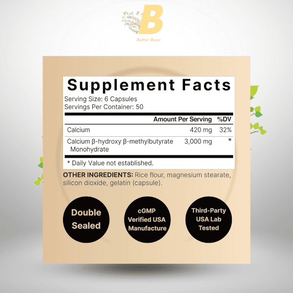 NatureBell HMB 3,000 mg Per Serving  300 Capsules  Muscle Growth & Recovery Support - Image 3