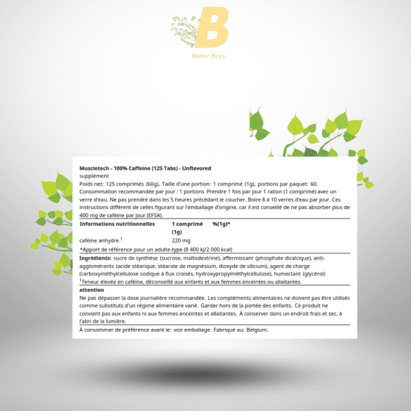 MuscleTech  Caffeine 100% Pills for Energy & Mental Focus, 220mg of Pure Caffeine, 125 Count - Image 3