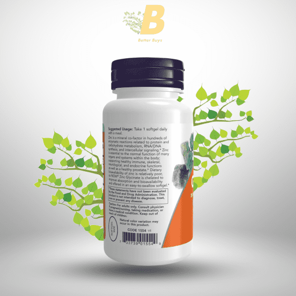 NOW Supplements Zinc Glycinate, NOW Supplements Zinc Glycinate BD, NOW Supplements Zinc Glycinate price in BD, Prostate health supplements in Bangladesh, Zinc Glycinate with Pumpkin Seed Oil Bangladesh