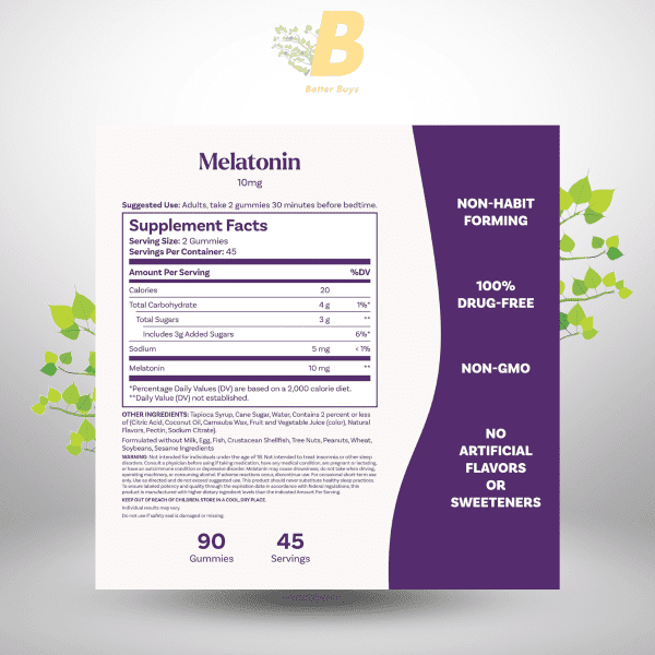 Natrol Melatonin Gummies, Sleep Support, 90 Strawberry-Flavored Adult Melatonin Gummies, 10 mg Sleep Aids for Adults - Image 3