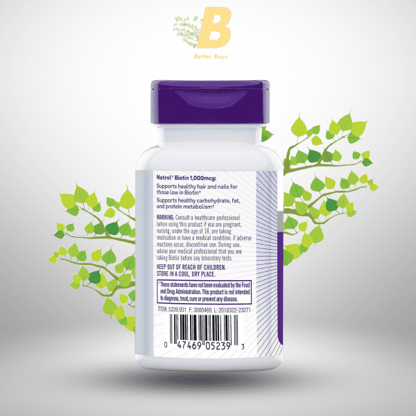 Natrol Beauty Biotin 1000mcg for Healthy Hair, Skin, and Nails ,100 Tablets, 100 Day Supply - Image 4