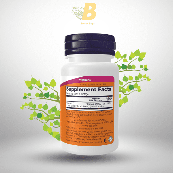 NOW Foods Vitamin D-3 2,000 IU 120 Softgels, NOW Foods Vitamin D-3 2,000 IU BD, NOW Foods price in BD, Vitamin D-3 supplements in Bangladesh,NOW Foods Vitamin D-3 softgels online