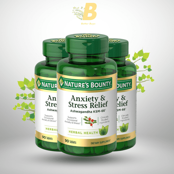 Nature's Bounty Stress Relief, Ashwagandha KSM-66, Supports Occasional Stress Relief, Dietary Supplement, 90 or 50Tablets, - Image 2