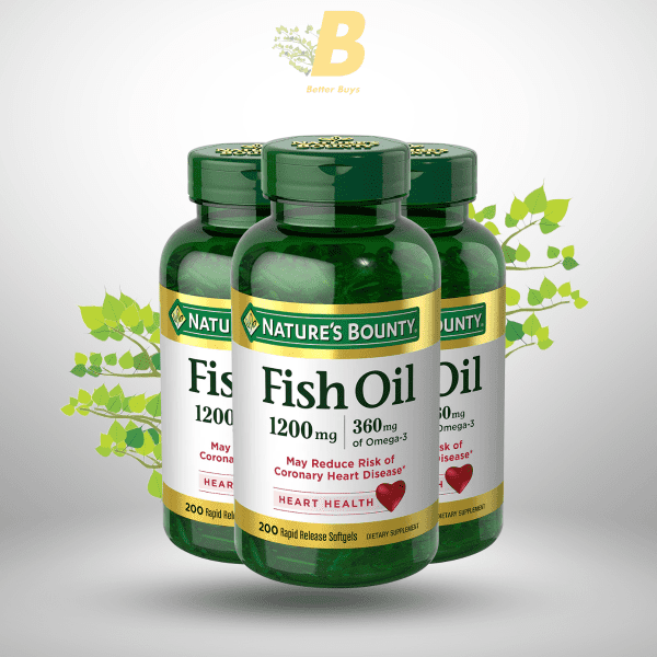 Nature's Bounty Fish Oil Omega-3 Supplement 1200mg – Supports Heart Health – 200 Softgels - Image 2