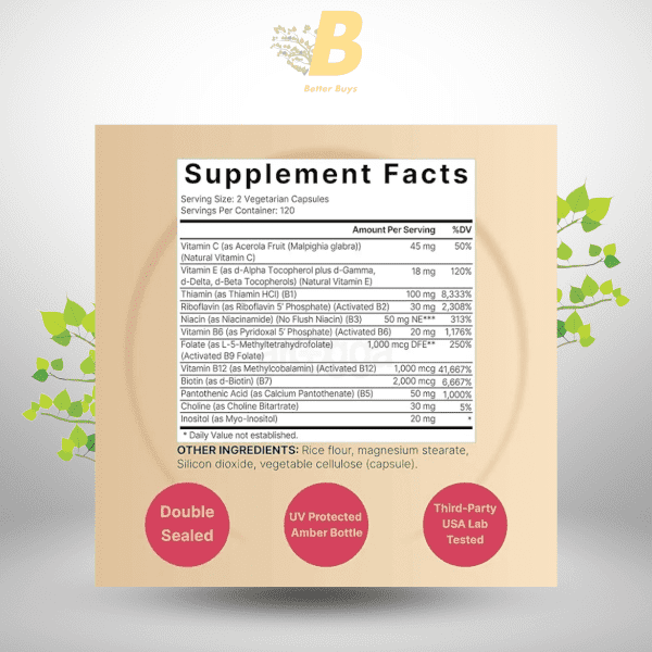 NatureBell Vitamin B Complex for Women – 240 Veg Capsules for Energy, Immunity & Prenatal Health - Image 3