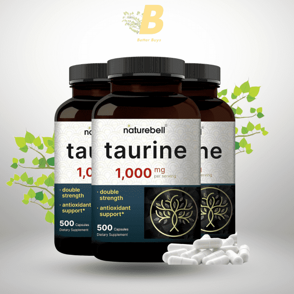 NatureBell Taurine 1,000mg – 500 Capsules for Heart, Muscle, Brain, and Liver Health  Non-GMO, Gluten-Free - Image 2